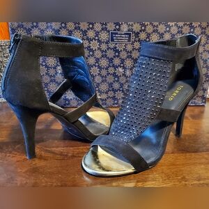 Black Rhinestoned Heels